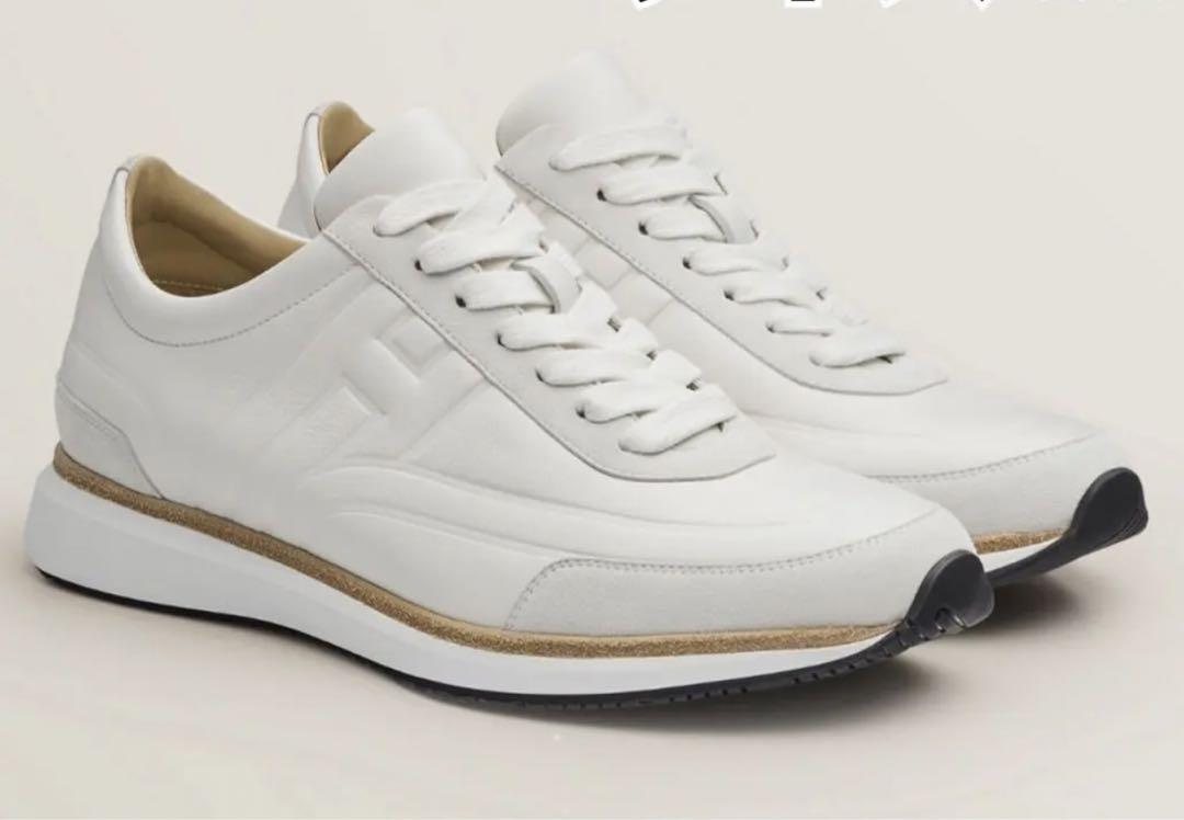 HERMESメンズスニーカー白[革靴　新品希少]