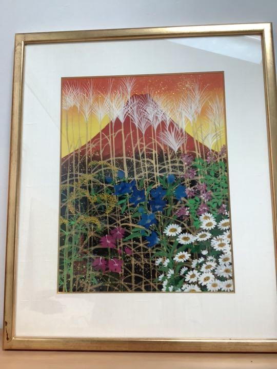 開運絵画　あいはら友子　富士とすすきと秋草