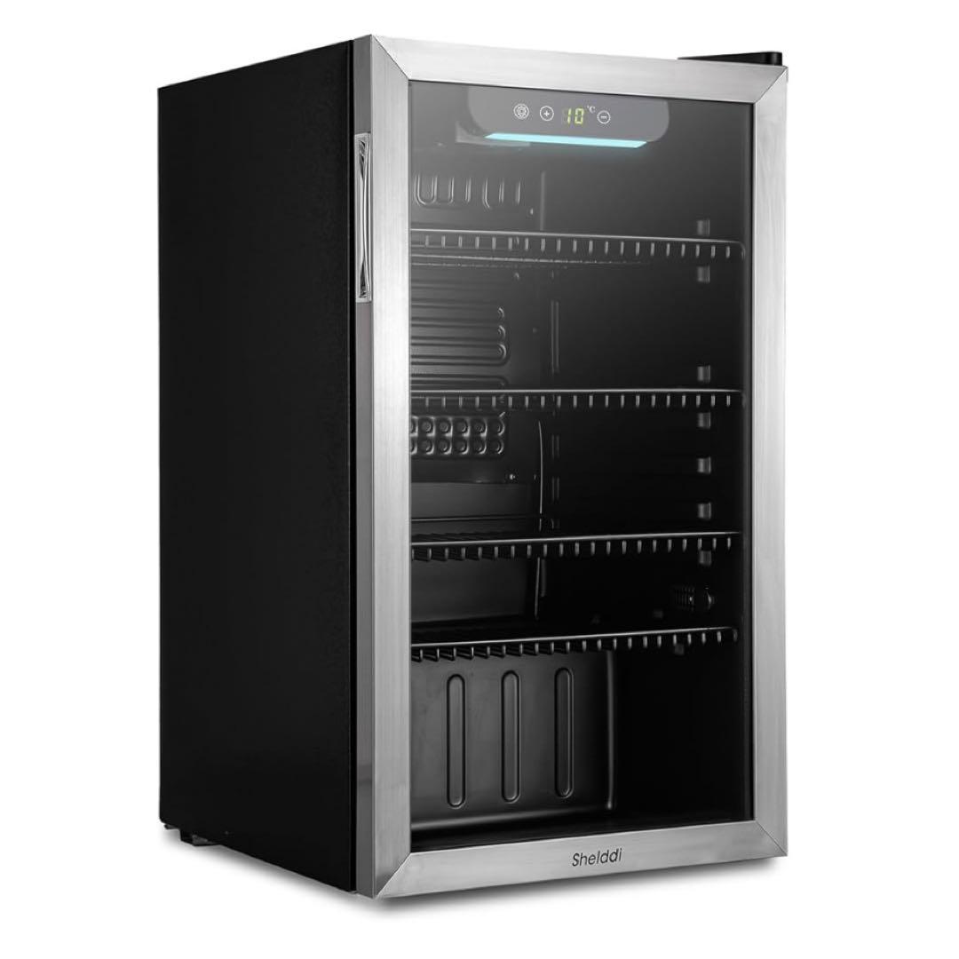【2024夏最新式】冷蔵庫 93L コンプレッサー式 透明ガラスドア 静音