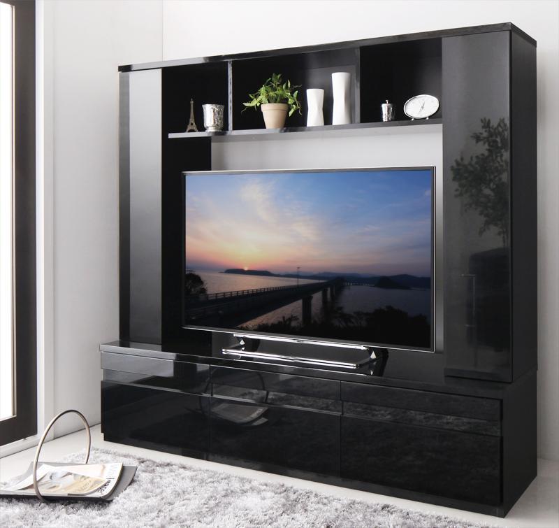 【ユーリ-_-天翼】鏡面仕上げハイタイプ テレビボード 大容量収納可能！