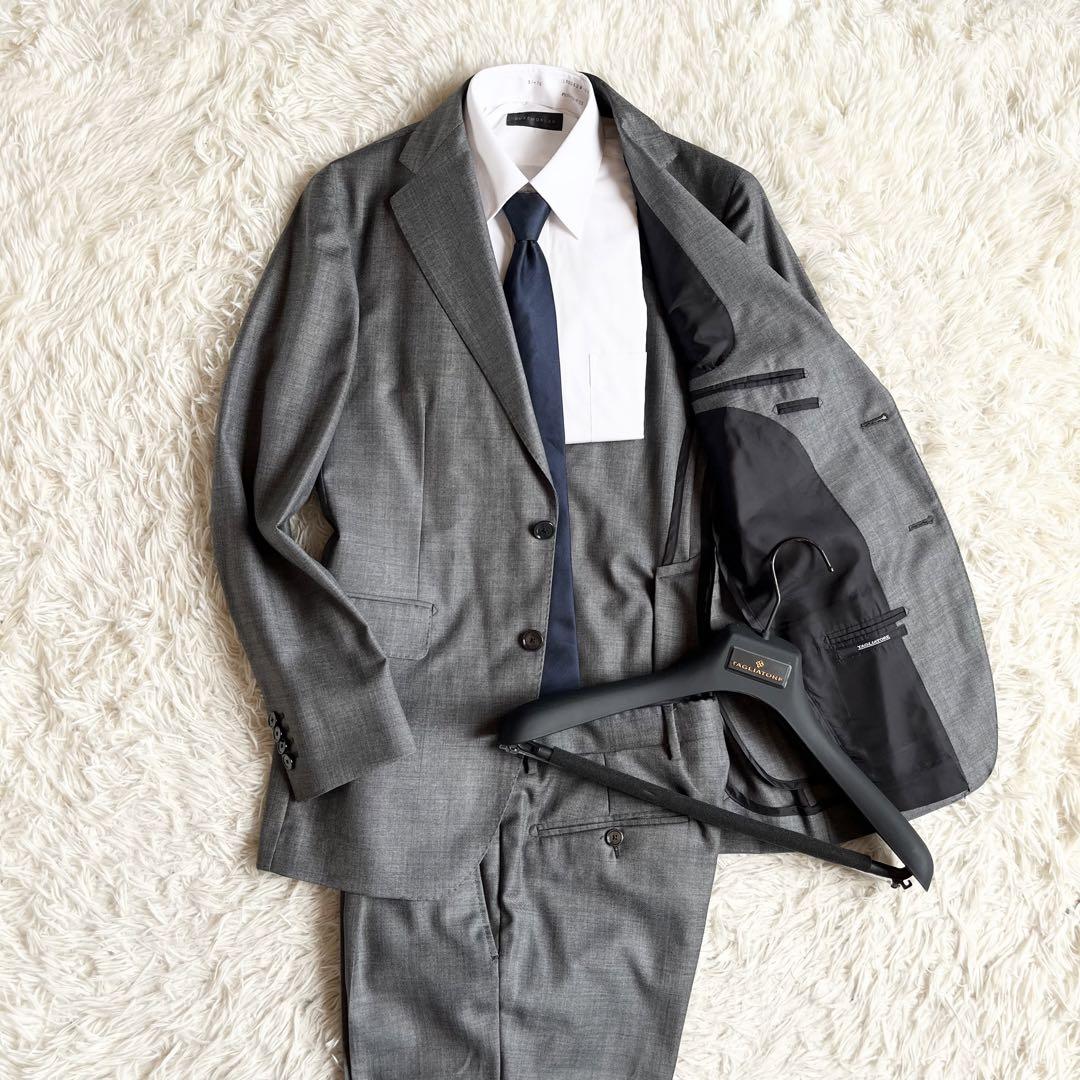 <極美品>TAGLIATORE グレー ウール スーツ サイズ46 ビジネス