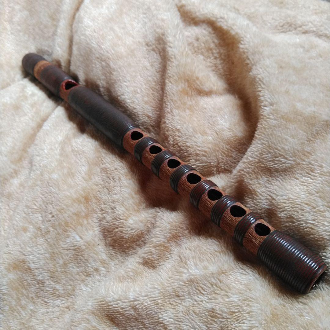 龍笛　本管　煤竹製　藤巻