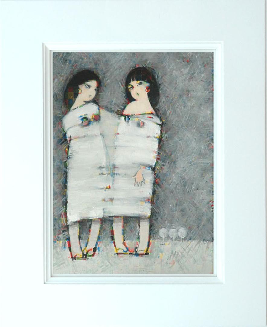 メルカリ 絵画　絵　額付き ( 白 ) 油絵　F6-083211　 愛しい女たち