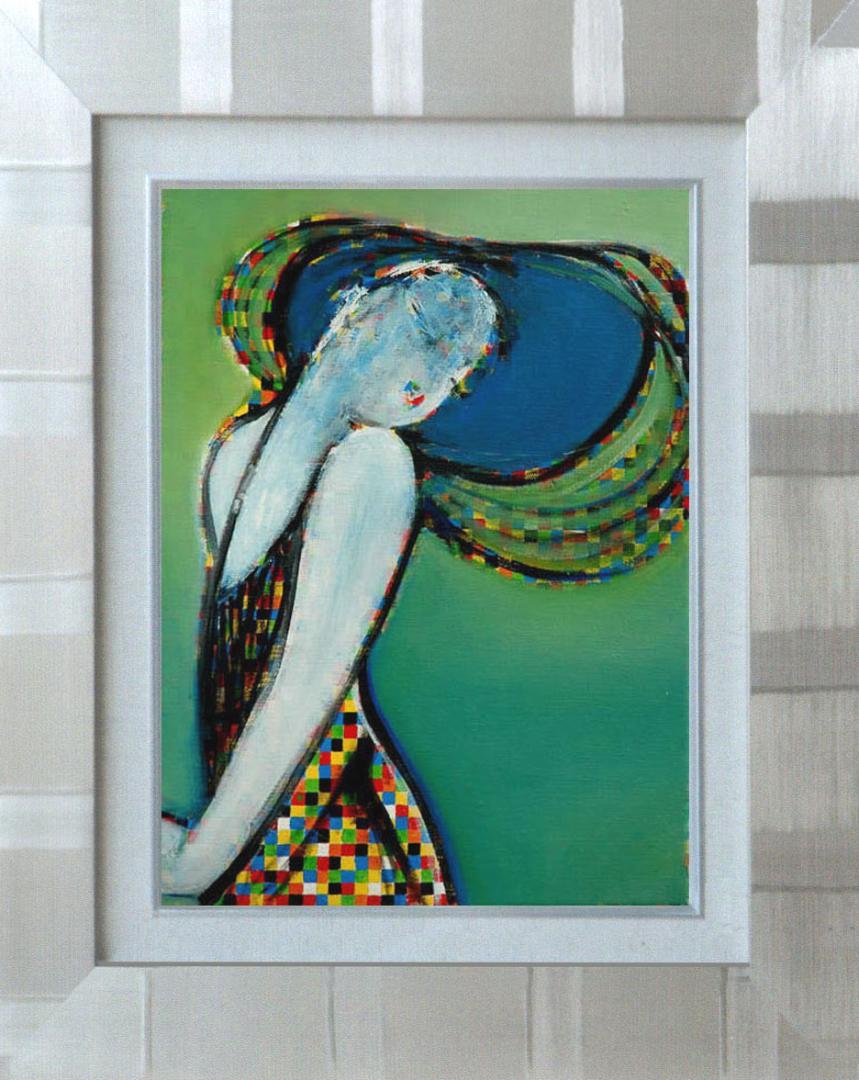 メルカリ 絵画　絵 額付き ( 銀 ) 油絵uF6-083511　 愛しい女たち