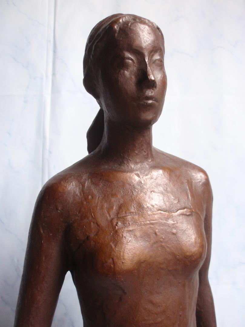 大野清　薫風　女性像　ブロンズ像　高:48cm　栞 黄布　共箱付