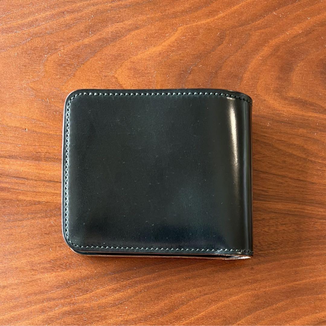 【最終価格】Horweenシェルコードバン　二つ折り財布　ダークグリーン