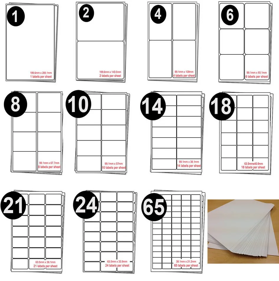 99mm X 58mm 200 White Sticky A4 Address Labels L7173 Blank Rectangle Stickers 