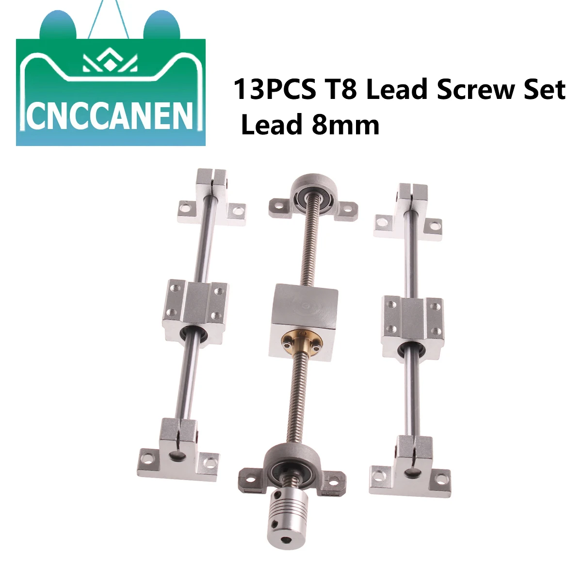 linear shaft+nut housing+couper+KP08 SK8 Lead screw pitch 2mm lead 2mm L-200mm linear shaft+nut housing+couper+KP08 SK8 Lead screw pitch 2mm lead 2mm L-200mm