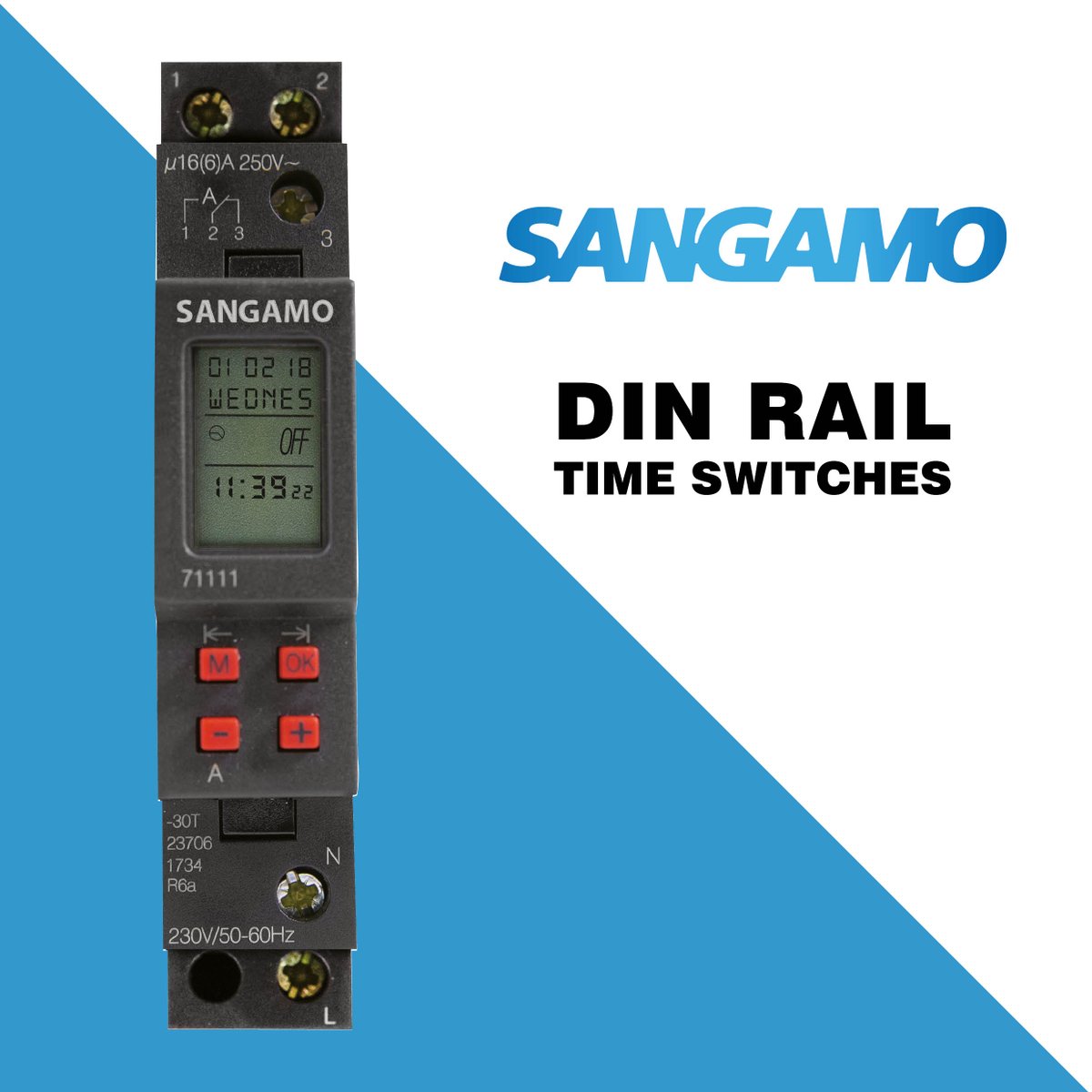 Sangamo 71101 Suntracker Timeswitch 7 Day 1 Channel Din Rail Digital Time Switch 