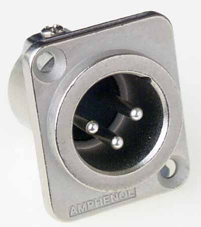 XLR Panel-Mount Male Receptacle 3 D Vertical/Mounting PCB Nickel XLR Panel-Mount Male Receptacle 3 D Vertical/Mounting PCB Nickel