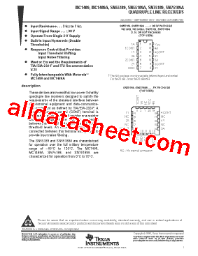SN75189N 14-Pin Dip Integrated Circuit New Qty-25 TEXAS INSTRUMENTS MC1489N 