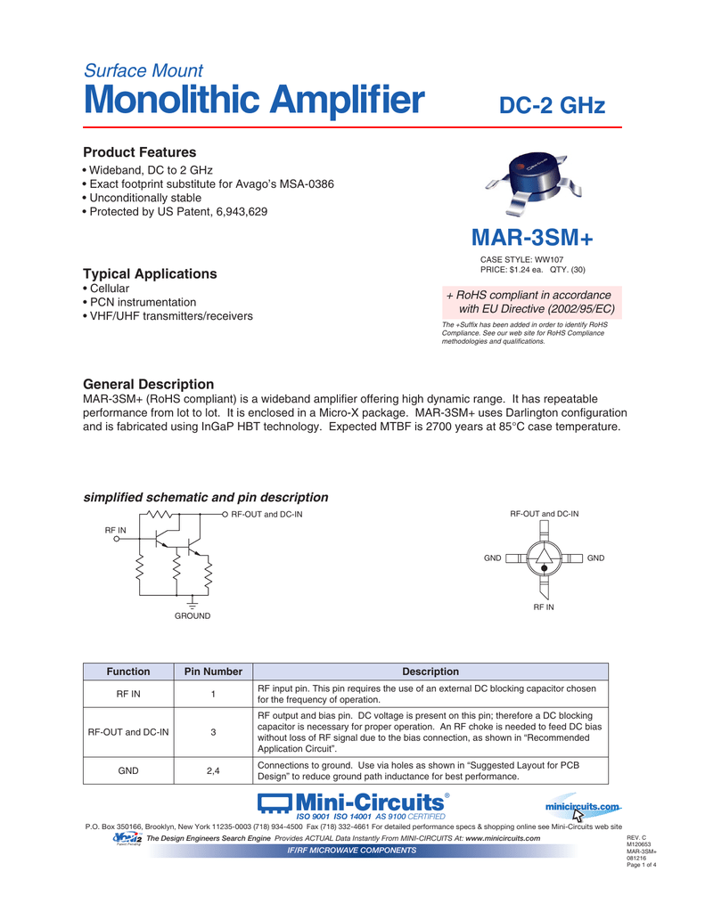 5PCS MAR-3SM SMT-86,MONOLITHIC AMPLIFIERS 50 Ohm 5PCS MAR-3SM SMT-86,MONOLITHIC AMPLIFIERS 50 Ohm