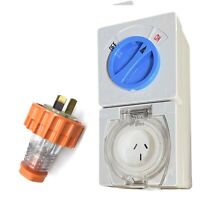 2x 3 Phase 20 AMP 5 Pin RCD Safety Switch Outlet IP66 Waterproof Outdoor Socket 