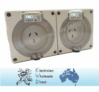 2x 3 Phase 20 AMP 5 Pin RCD Safety Switch Outlet IP66 Waterproof Outdoor Socket 