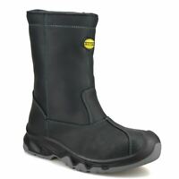 MENS LEATHER STEEL TOE CAP SAFETY WORK PULL ON RIGGER BIKER SHOES BOOTS S3 SIZE 