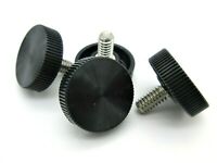 1/4" x 1 Thumb Screws w Large Fluted Delrin Head  Black SS  8 per package 