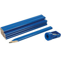 Rolson Quality Carpenter Pencil and Sharpener Set Soft Lead Oval Shape 56600 