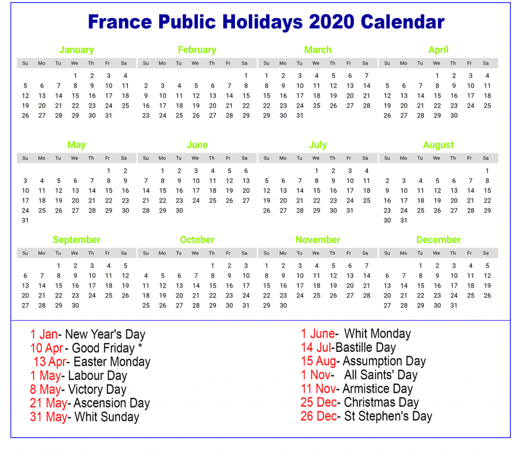2021 Places I couldn't go to in 2020 Calendar France 