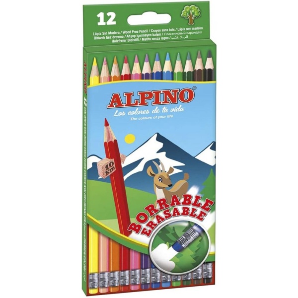 12 lápices de colores borrables alpino