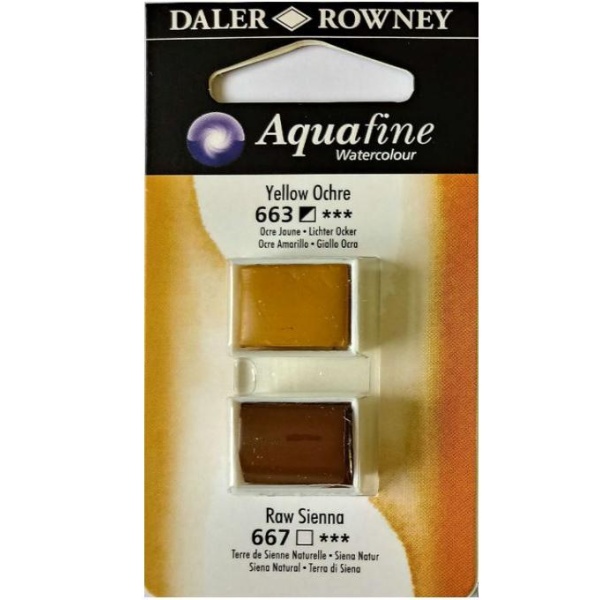 2 godets Aquafine 663/667 ocre amarillo/siena tost