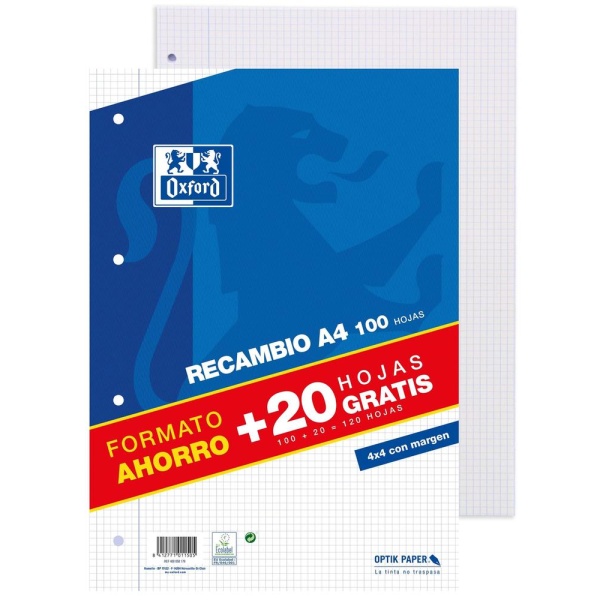 Recambio A4 100 4 TAL  90G  CUAD 4X4 oxford