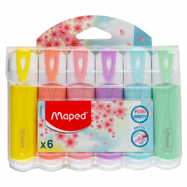 Set de 6 marcadores fluorescentes pastel maped