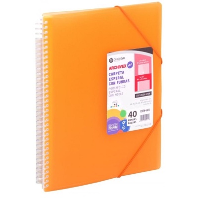 CARPETA ESPIRAL CON FUNDA 30HJ NARANJA