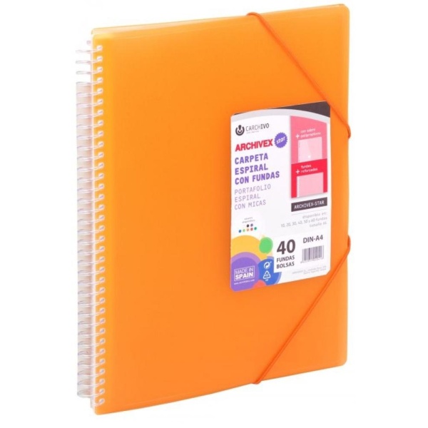 CARPETA ESPIRAL CON FUNDA 30HJ NARANJA