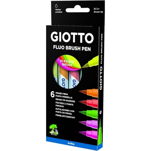 6 rotuladores punta pincel fluorescente giotto