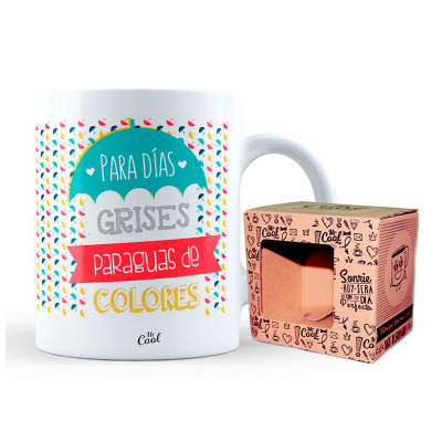 Taza para dias grises paraguas de colores