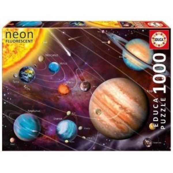 Puzzle 1000 pz Sistema solar con neon fluorescente